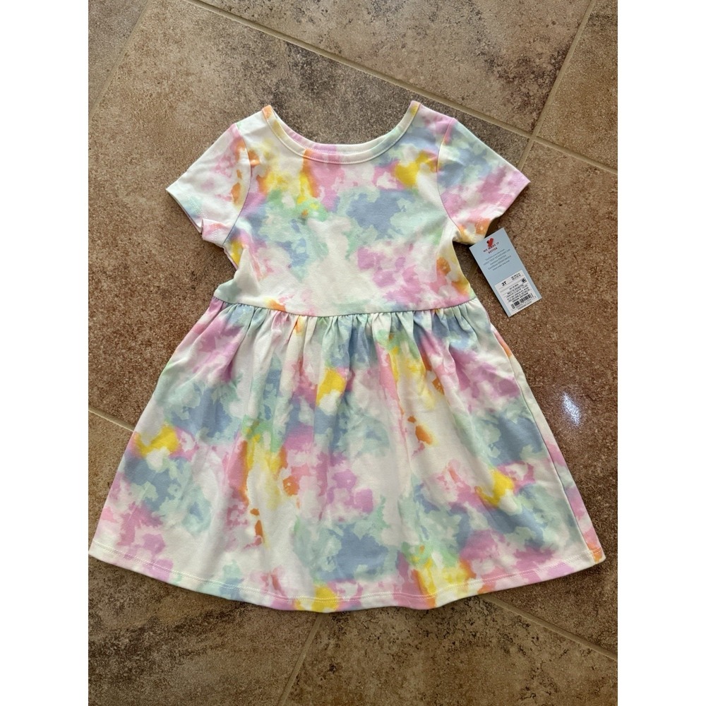 Cat & Jack Toddler Girls Short-Sleeve Watercolor Tie-Dye Dress Size 3T NWT